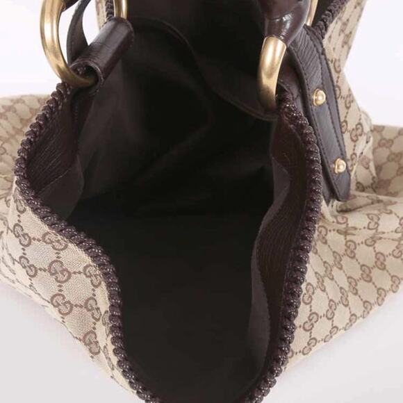 GUCCI Horsebit Y2K Hobo Large Bag Monogram GG Tan Beige Brown Canvas - Picture 4 of 10
